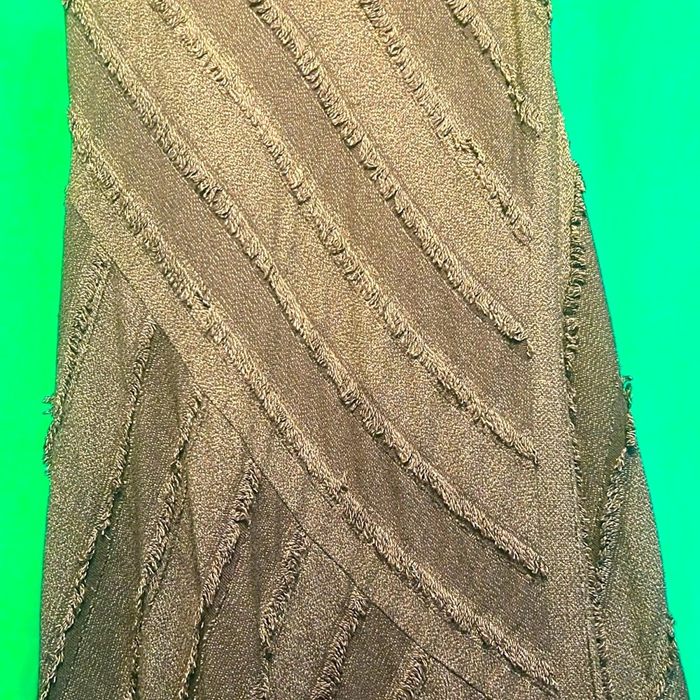 Size 8 Tribal Leather Elements Side Zipper Very Elegant Brown Skirt 52% Wool